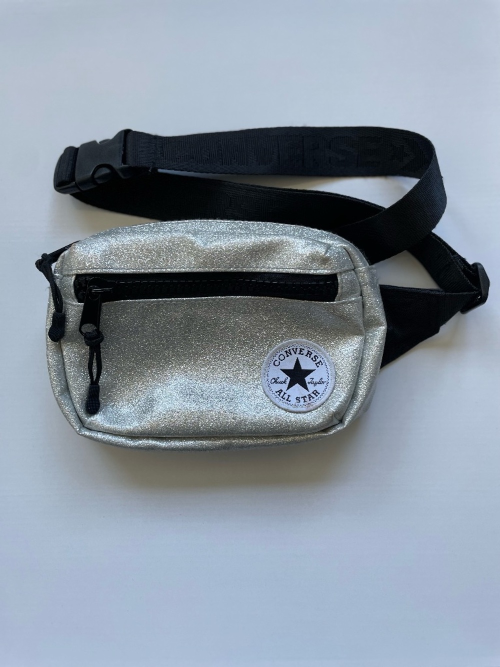 Girls Converse All Star Silver Glitter Fanny Pack | Metallic Waist Bag